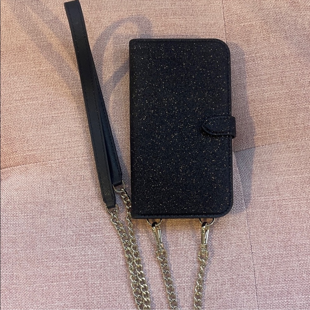 Kate Spade Black Glitter iPhone 12 Case with Chain - Picture 3 of 3
